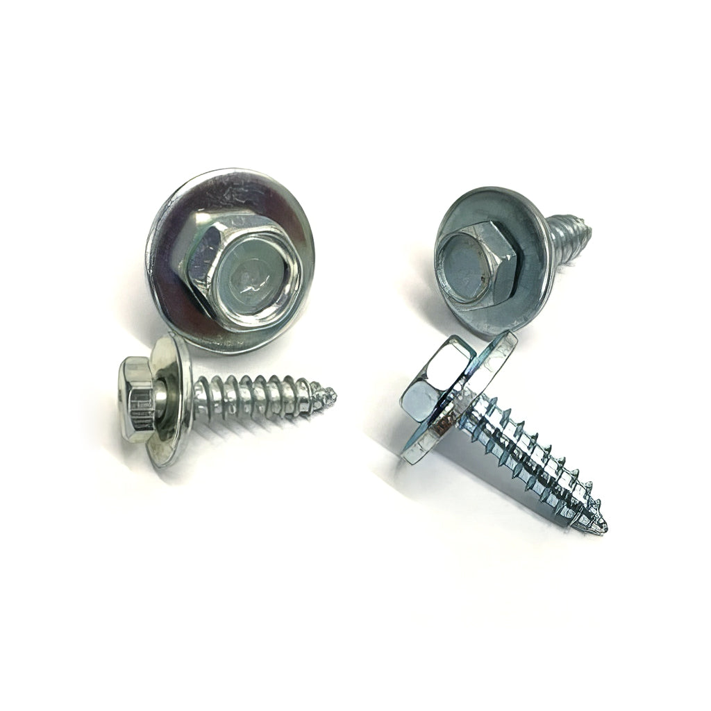 Captive flat washer hexagon head self tapping screw zinc plated close-up