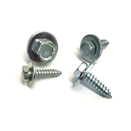 Captive flat washer hexagon head self tapping screw zinc plated close-up