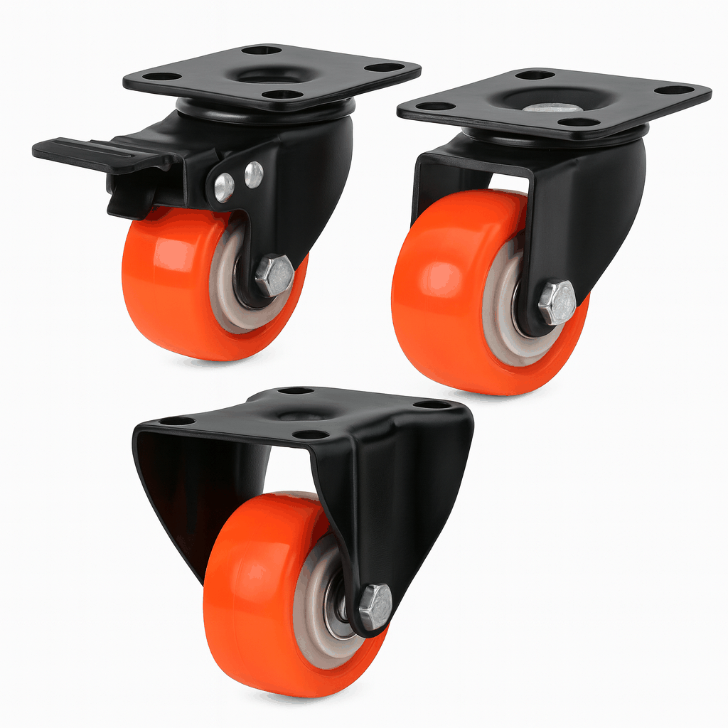 Light Duty Polyurethane on Nylon Castors providing smooth, quiet rolling and floor protection for indoor use