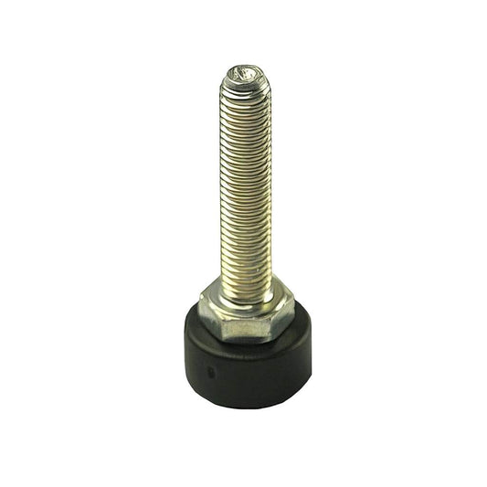 Medium duty static articulating adjustable foot with BZP steel stud and black nylon flat base
