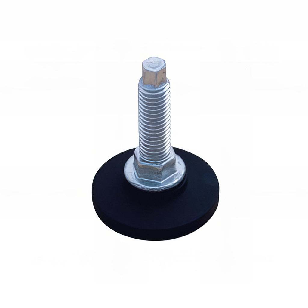 Medium duty static articulating adjustable foot with black nylon base and hex top stud for easy adjustment