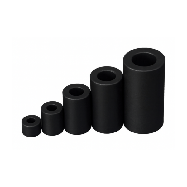 Black metric nylon spacers in various sizes for insulation and standoff applications