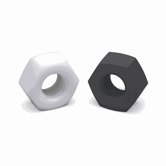 Metric nylon hex nuts in various sizes M2 to M16 made from Nylon 66, suitable for spanner or socket drive, supplied in packs of 1000