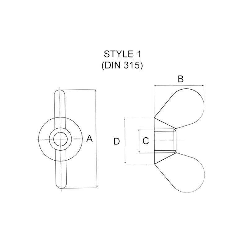 Metric Nylon Wing Nuts - DIN 315