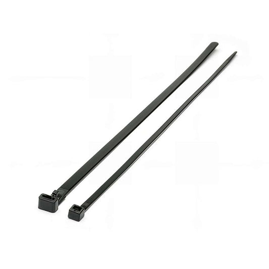 Black and natural nylon 6,6 releasable cable ties for temporary fastening with high tensile strength and UL94-V2 rating