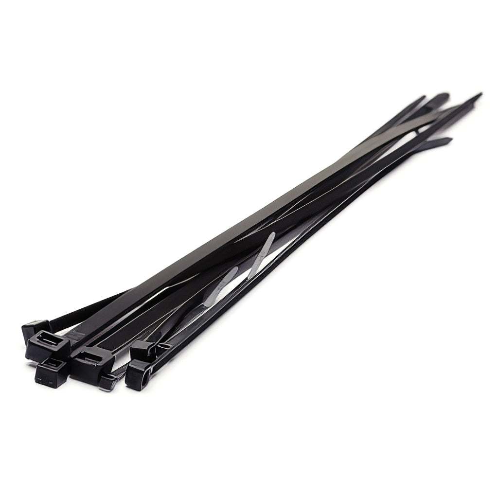 Standard nylon cable ties in black and natural, available in various sizes and tensile strengths, made of durable Nylon 6,6, RoHS compliant and low smoke generating.