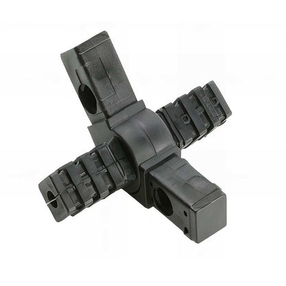 Plastic Pivoting Hinged Square 4-Way Tube Connectors for adjustable multi-directional square-tube frameworks