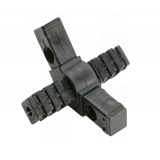 Plastic Pivoting Hinged Square 4-Way Tube Connectors for adjustable multi-directional square-tube frameworks