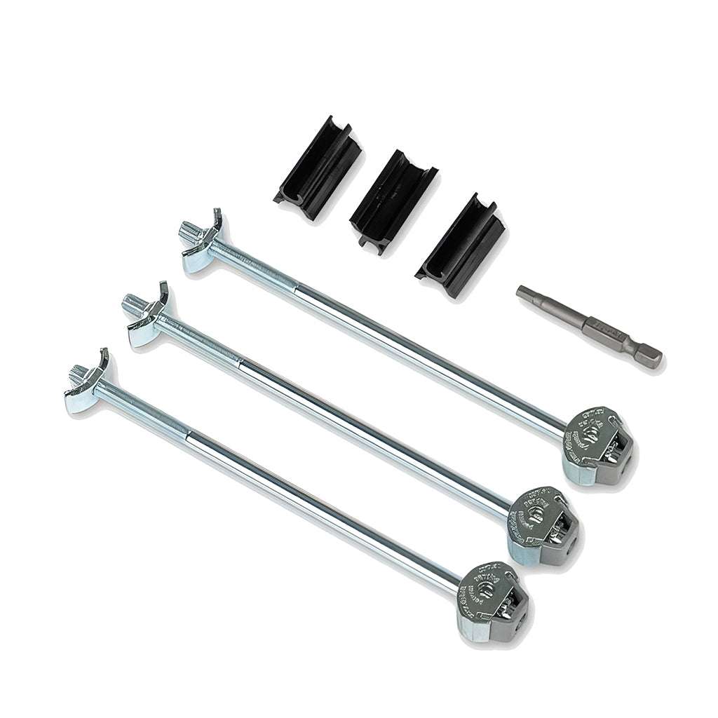 Zipbolt 10.858 slimline worktop connector for 16-25mm worktops with patented geared design and cordless drill tensioning method